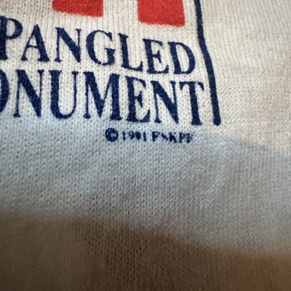 Vintage 90s Hanes 50/50 Single Stitch American Flag Shirt - Picture 5 of 7